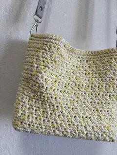 編み物トートバッグ（黄色とクリーム色）／かぎ針編み