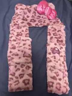 キティちゃん ファンキャップ ヒョウ柄 マフラーハット