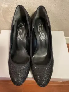 お値下げ！【美品】パンプス　黒 グリッター ウェッジヒール