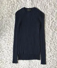 美品◯ドゥロワー カシミヤ混 コットン リブニット ネイビー 1