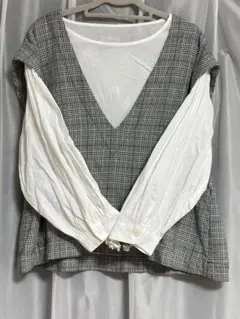 サマンサモスモス　チェック柄トップス　セットアップ