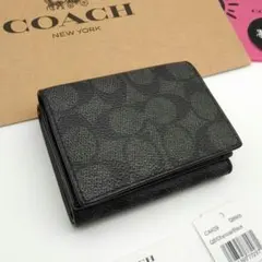 新作　新品　COACH　折り財布　トライフォールド コイン ウォレット　メンズ