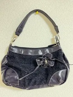 パープル ハンドバッグ 花モチーフ 中型