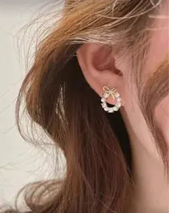 新品未使用　リボン　ピアス