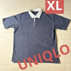 UNIQLOネイビー ラガーポロシャツ 2ボタン綿100%XL