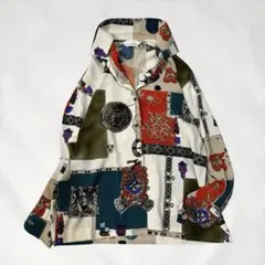 90s 昭和 レトロ パネル アート柄 ブラウス ユニセックス 日本製