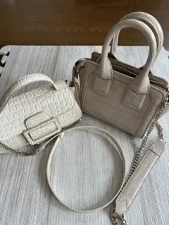 ホワイト クロコダイル風 ショルダーバッグ