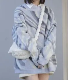 マ*ま様 WEGO/モヘアライク総柄BIGプルオーバー