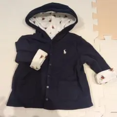 【1回のみ使用】ラルフローレン ベビー フード付カーディガン 80 ポロベア