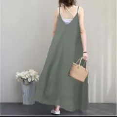 ￥1980➡￥1550　超得SALE★　キャミワンピ　グリーン　Ｆ　体系カバ