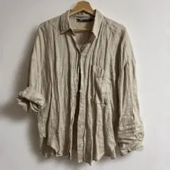 ZARA リネン ベージュシャツ M