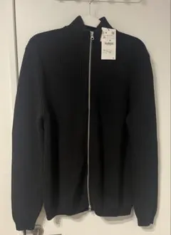 ZARA【新品タグ付未使用品】ジップアップドライバーズニット ブラックXL美品