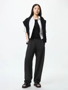 送料無料♡UNIQLO ユニクロ ドライスウェットカーブパンツ/丈長め ブラック
