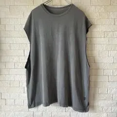 オーバーサイズ グレー Tシャツ ノースリーブ カットオフ tシャツ カットオフ
