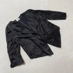 Bou Jeloud ノーカラージャケット 七分袖光沢 ブラック Mサイズ