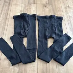 リブ編み ブラック マタニティタイツ　M-L