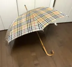 Burberry バーバリー 長傘 バーバリーチェック 木製 雨具 90s