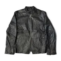 00s archive double zip leather jacket