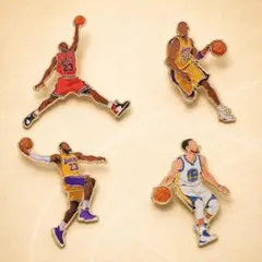 NBA ピンバッジ4個 ジョーダン コービー　カリー　レブロン