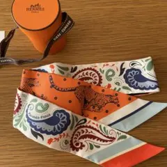 エルメス　ツイリー　☆2本セット☆　レア限定品　ホワイト×マルチカラー HERMES（エルメス） 【新品未使用】エルメス ツイリー マーブルシルク