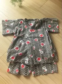 子供用 キッズ 甚平 祭り うちわ柄 110cm 日本製 綿100%