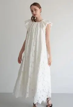 acka ワンピース　flower lace drape one-piece