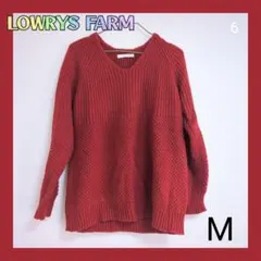 ⑥LOWRYS FARM 赤 長袖ニット Mサイズ