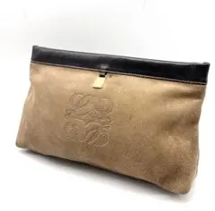 LOEWE ロエベ　アナグラム　スエード×レザー　ポーチ　マルチケース　小物入れ