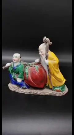寿老人 桃子 陶磁器 置物 縁起物 寿老人 桃子 陶磁器 置物 縁起物 - メルカリ