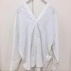 【kbf】美品ドット柄白シャツ