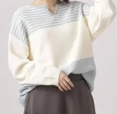 【新品未使用】SHOO・LA・RUE キーネック コットン混 春ニット