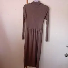 studioCLIP リブ編みハイネックロングワンピース F