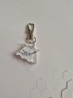 めんだこ/メンダコ/三連キーホルダー【ブルー系・ハートシルバー金具