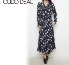 COCO DEAL レトロボタニカルフラワー　ロングワンピース M ベルト付きのサムネイル
