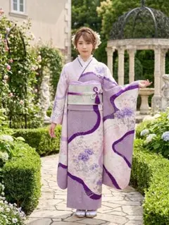 振袖 丈174 裄74 大きい 総絞り 牡丹 菊 華文様 正絹 ポリ長襦袢付