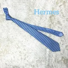Hermes エルメス　ネクタイ　ブルー　ヨット柄