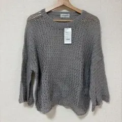 room306 ContemPORARY透かし編みグレー長袖ニット