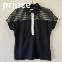 プリンス prince Lサイズ ポロシャツ ストライプ ロゴ ショートスリーブ