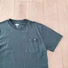 US古着Tシャツ Dickies ディッキーズ ポケT 無地 グリーン 緑 M