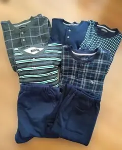 メンズ　紳士　長袖　パジャマ　秋冬　裏起毛　介護　入院　セット