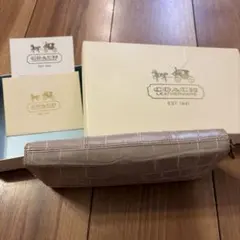 COACH 長財布 ラウンドファスナー クロコ型押し