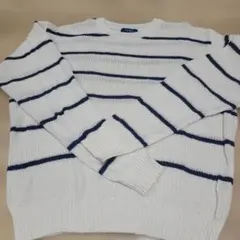 Navy ス メンズ トライプ ニットセーター Lサイズ