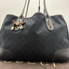 極美品✨グッチ　ハンドバッグ　トート　プリンシー　シェリーライン　GG ブラック