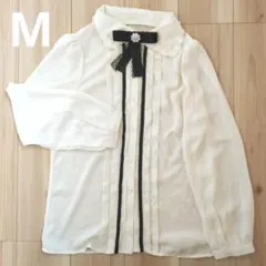 ロリータ生成シフォンブラウス レースとリボン付き