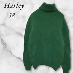 Harley　タートルネック　ウール100%　長袖ニット　３８　グリーン