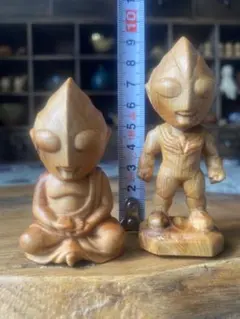 高級木材　黄木彫り　彫刻　仏彫　無垢材　縁起物　 置物　静思セット