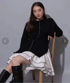 Rirandture 配色ラインシャツドッキングチュニックワンピース Sサイズ