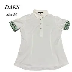 DAKS ダックス ポロシャツ ゴルフシャツ Mサイズ チェック袖 ホワイトのサムネイル