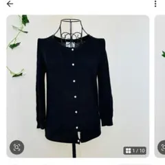 KUMIKYOKU パールボタン カーディガン ブラックオンワード M