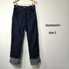 moment+ モーメントプラス ロールアップ デニム パンツ L